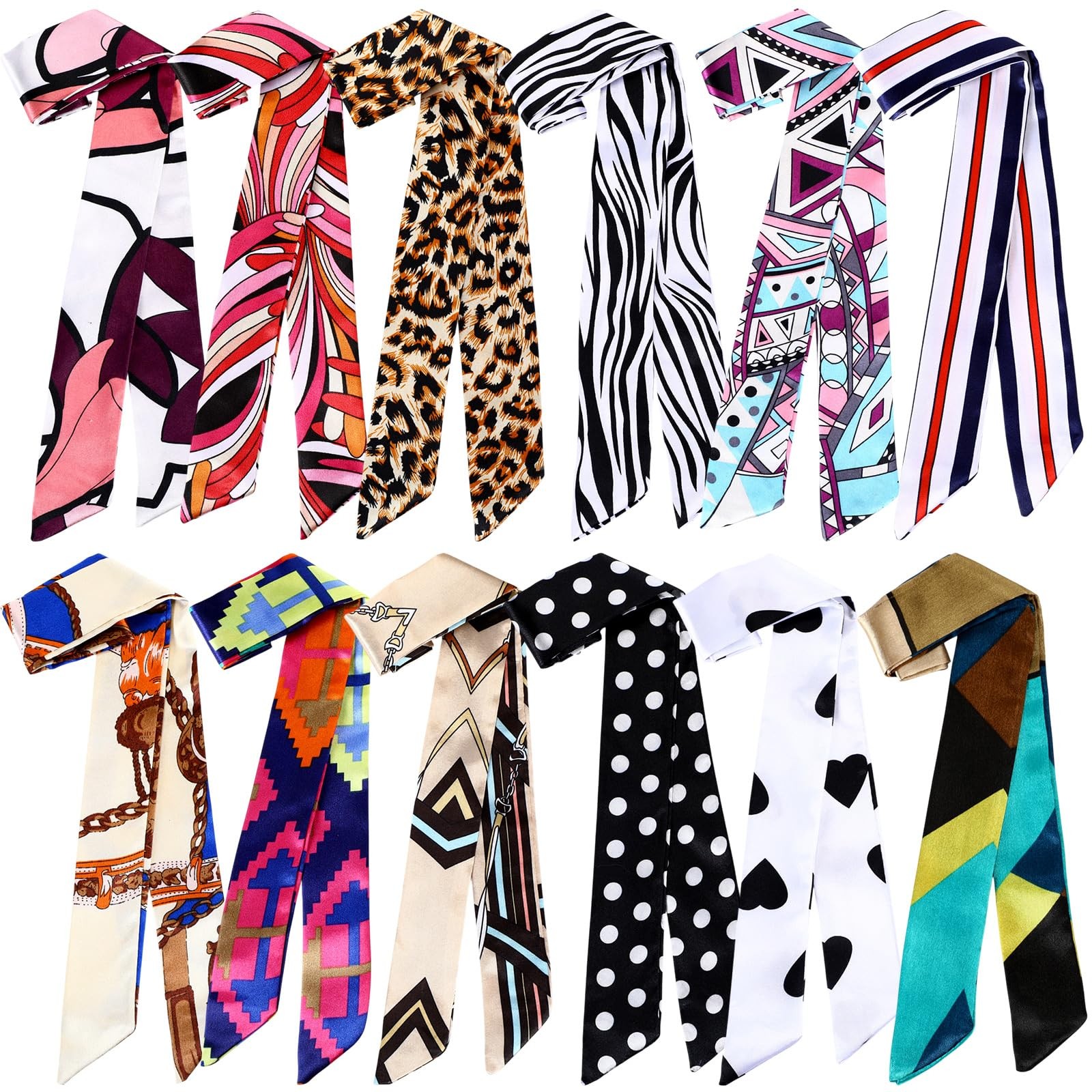 Handepo 12 Pcs Women Handbag Head Scarf Hair Purse Scarf