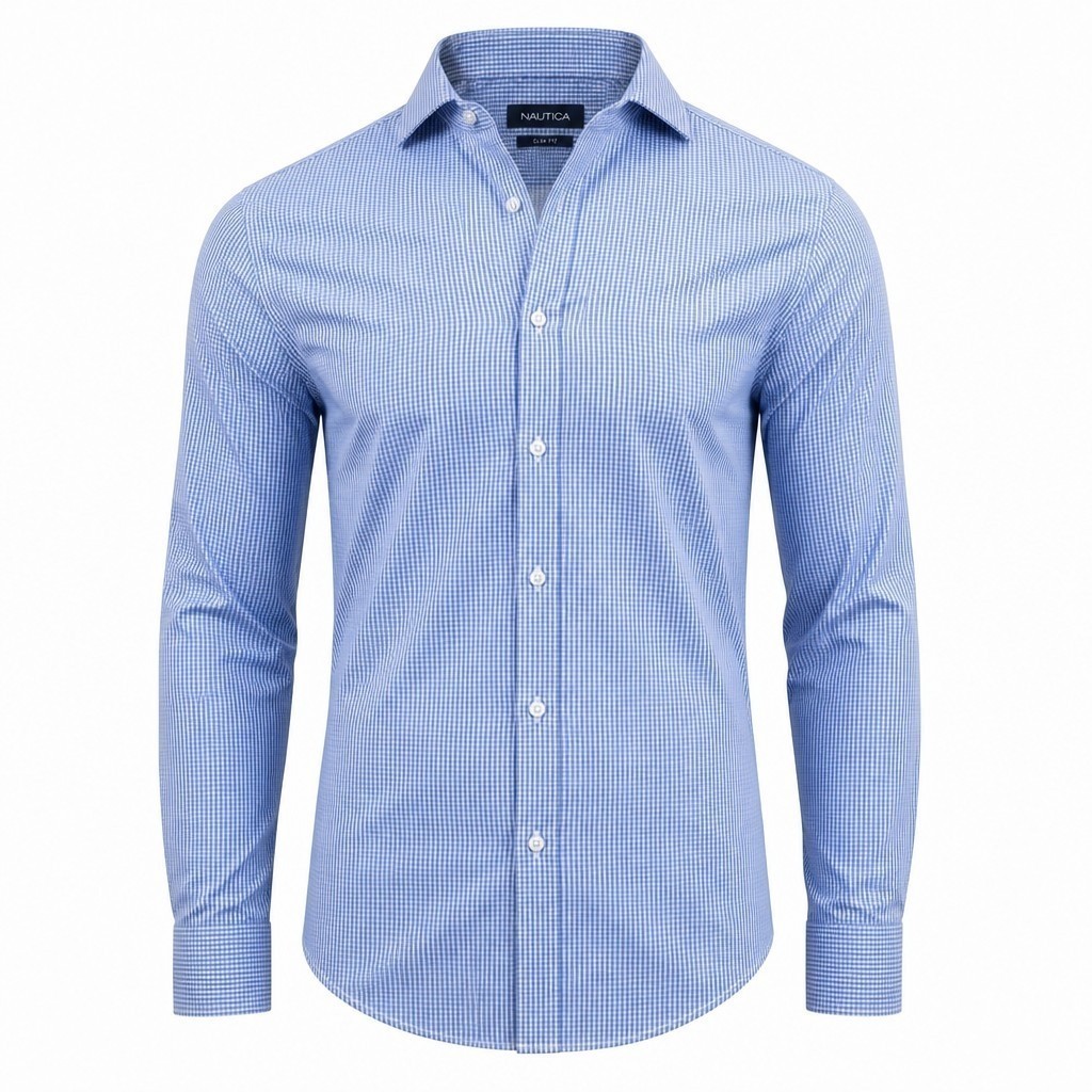 NEW! Mens “Nautica” Polyester Stretch Dress Shirt 15-15 1/2 32-33 MediumSlim Fit