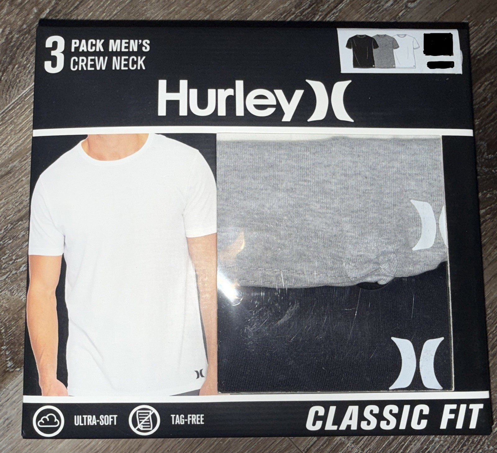 Hurley ~ Men’s 3-Pack T-Shirts Crew Neck Undershirts Cotton ~ L (42-44)