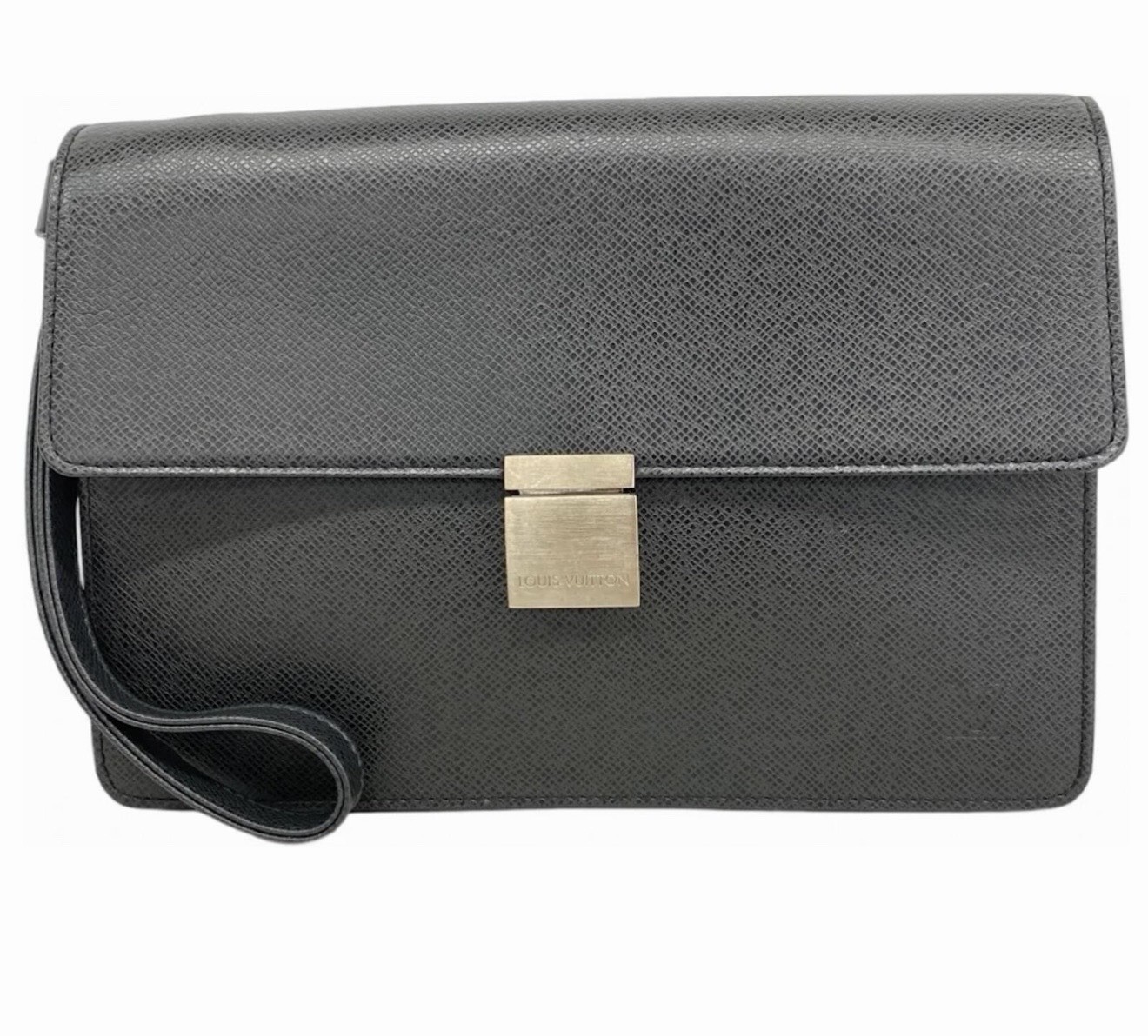 Louis Vuitton Black Wristlet Clutch Push Lock Gold Hardware Inner Pockets