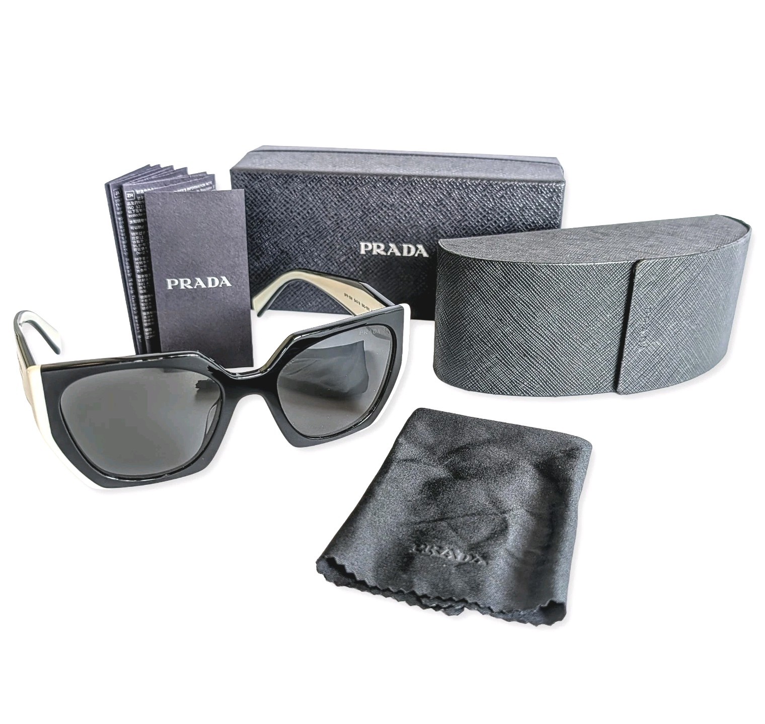 ​Prada Sunglasses Monochrome SPR 15W Black White Geometric PR 15WS 09Q-5S0 New!