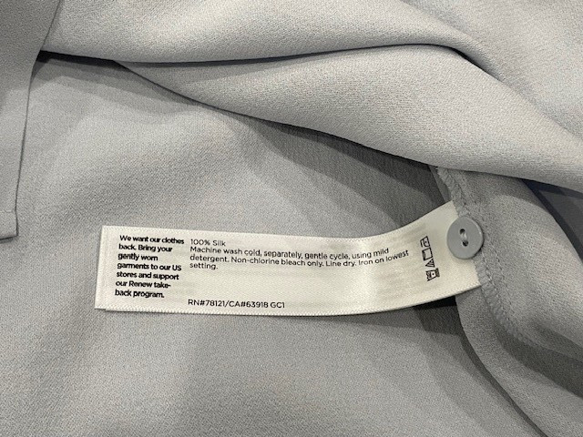 NWT! Eileen Fisher $278 1X ‘India Sky’ Lt Blue/Gray 100% Silk Shirt Machine Wash