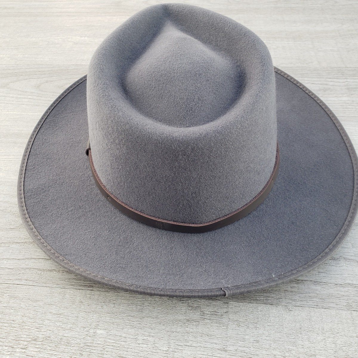 Will & Bear Calloway Ash Wide Brim 100%Wool Unisex Hat Small Gray Fedora Rancher