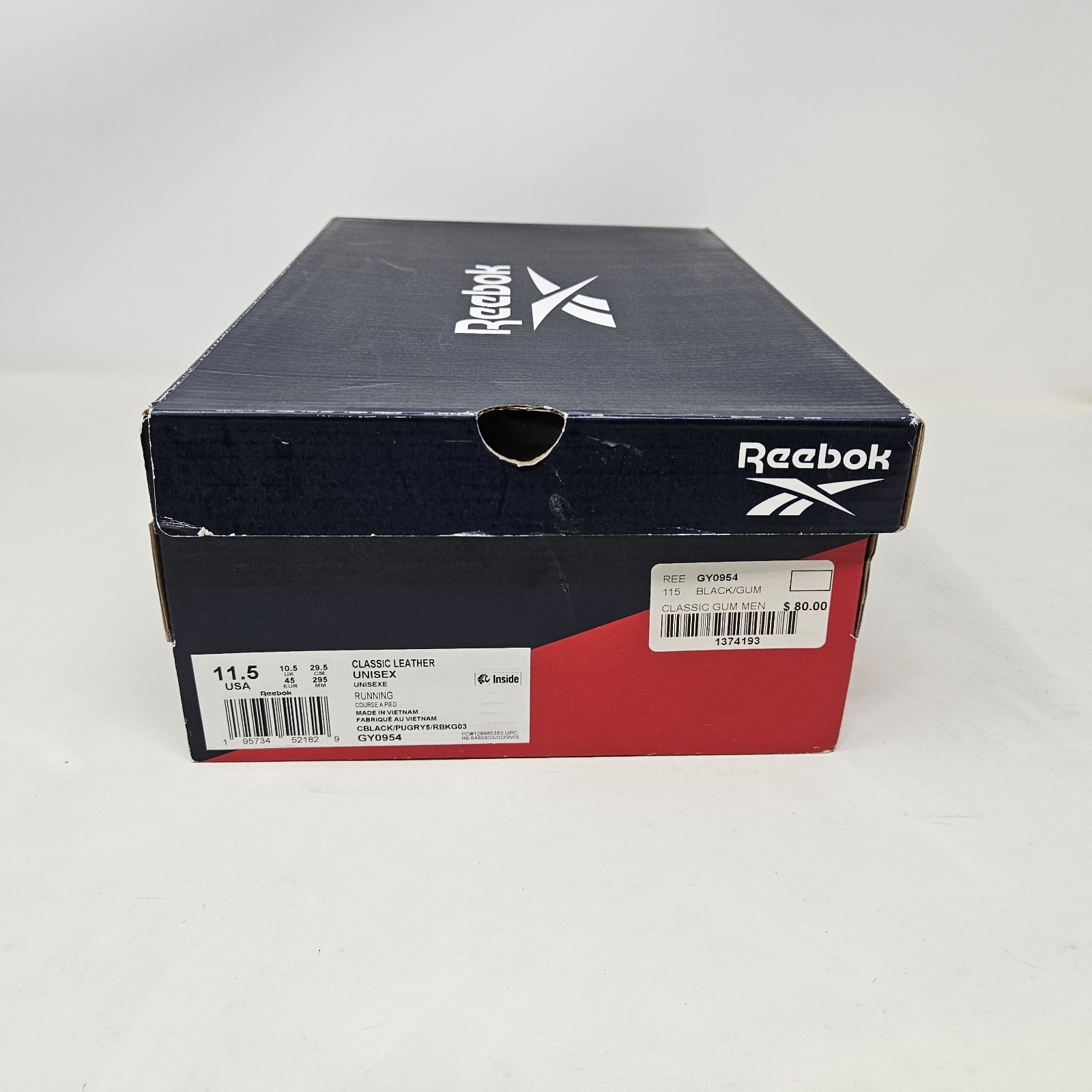 Reebok Classic Leather ‘Black Gum’ Comfy Casual Shoes / GY0954 / Men’s Size 11.5