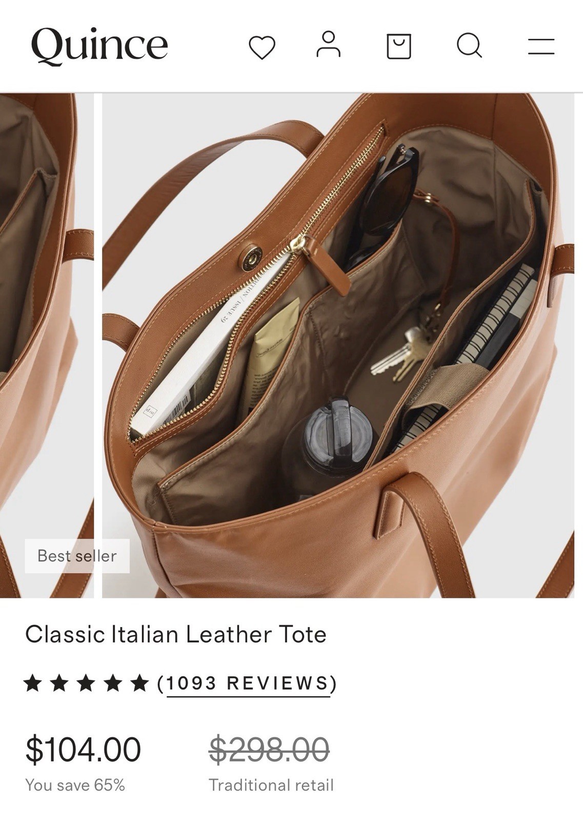 Quince Italian Leather Tote
