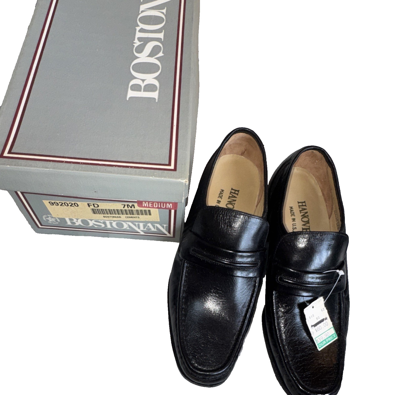 Bostonian Hanover Men’s Black Leather Slip-On Loafer Square Toe US 7 M 992020