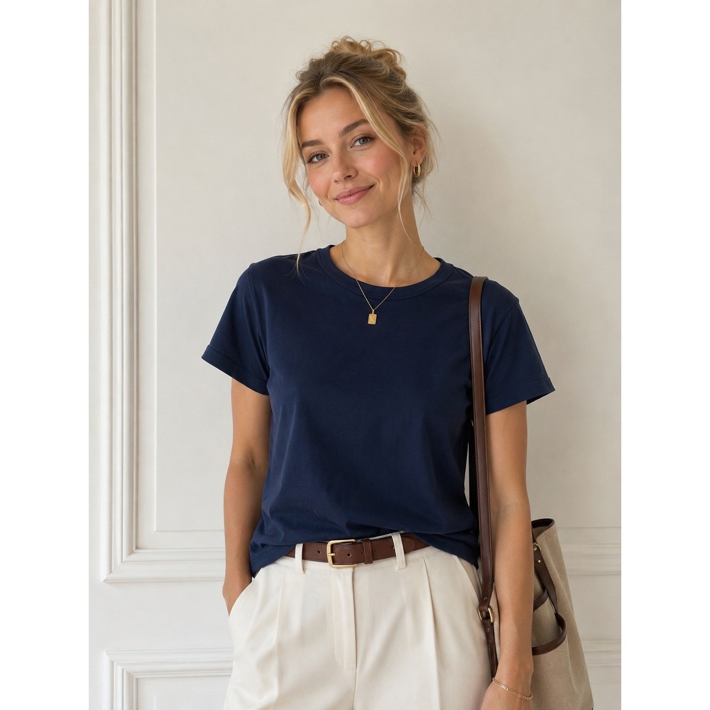 Madewell T-Shirt The Perfect Crewneck Tee in Allday Jersey Blue Large
