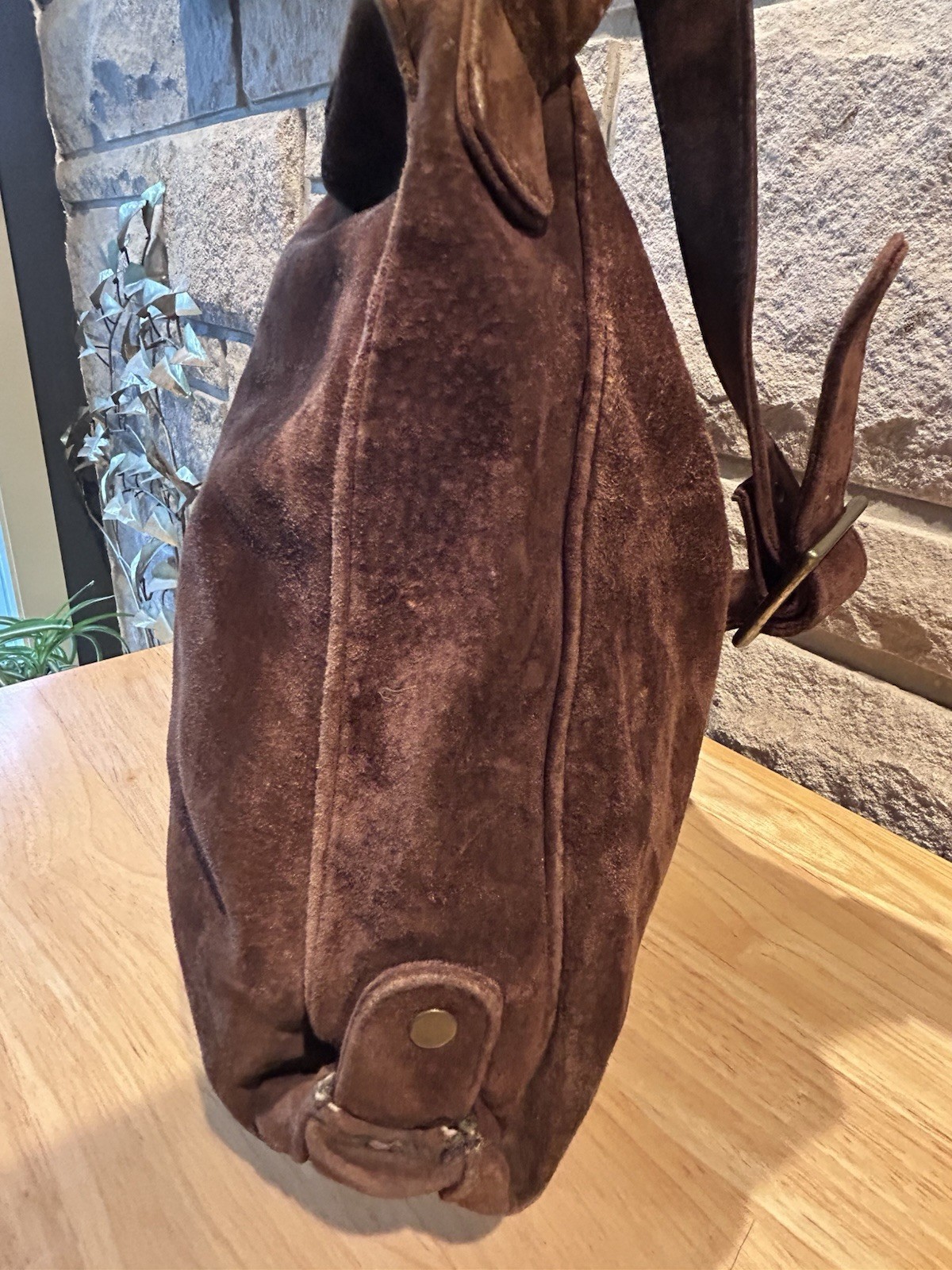 Vintage Meyers New York Brown Suede Shoulder Bag with Attached Coin Purse