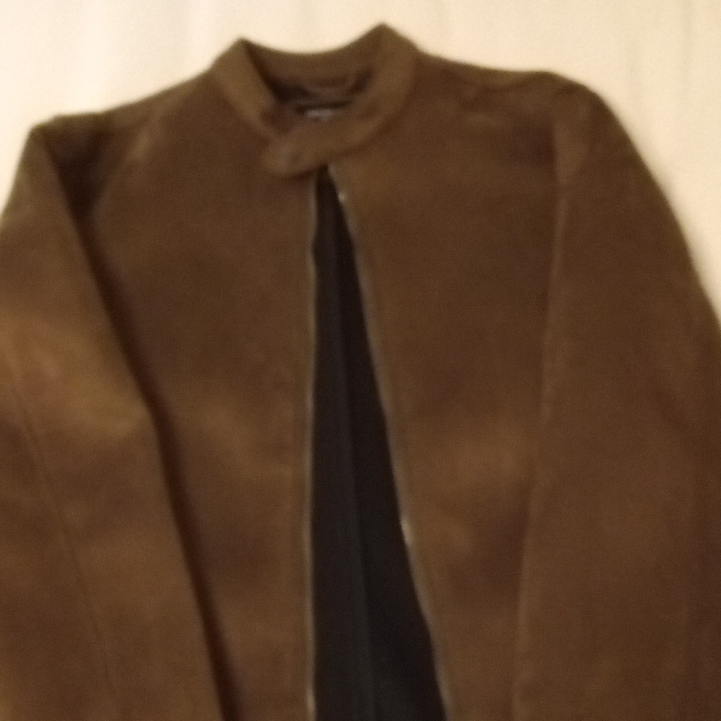Forever 21 Men Brown Suede Bomber Jacket Full Zip Lined Size M