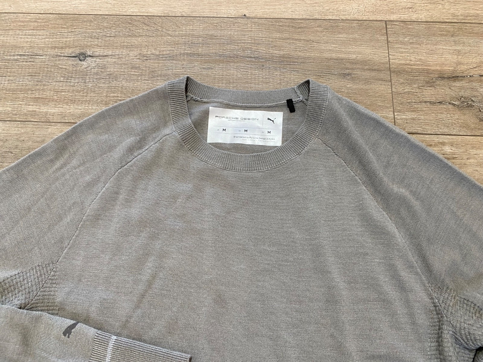 Puma X Porsche Design Wool Sweater Pullover Mens M Gray Crewneck Long Sleeve
