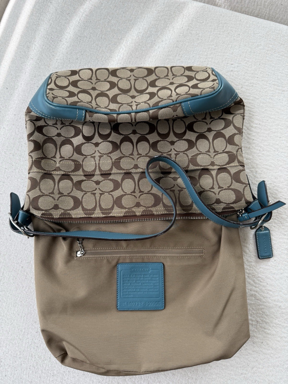 🩵Vintage Coach Signature Soho Hobo Bag Teal F10906 Y2K Canvas Leather Bag 2008