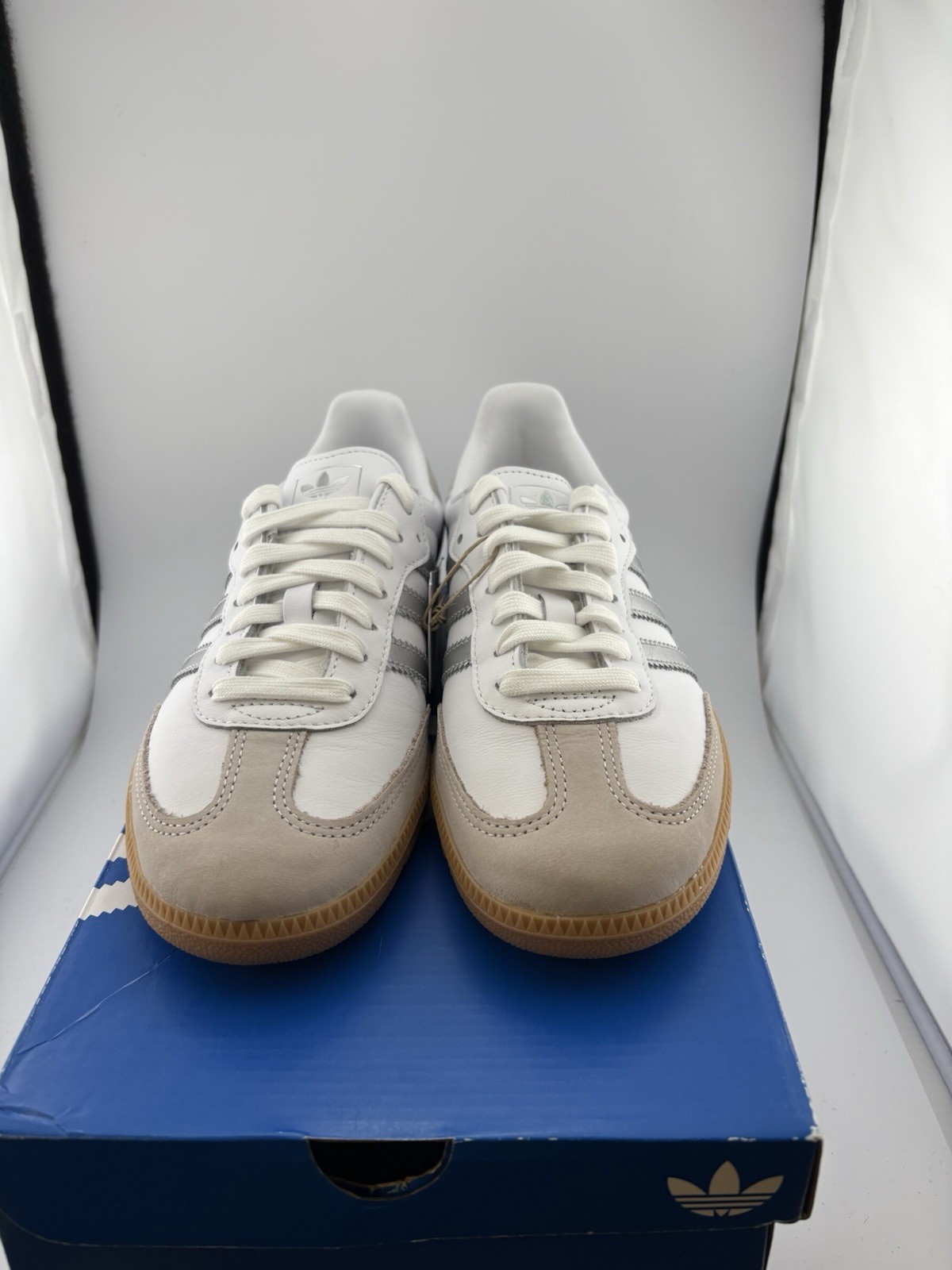 TRIED ON Adidas Samba OG ‘White Silver’ JI2725 Size 7w WITH BOX