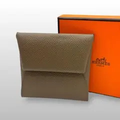 HERMES Bastia H-engraved Coin Purse Black Leather