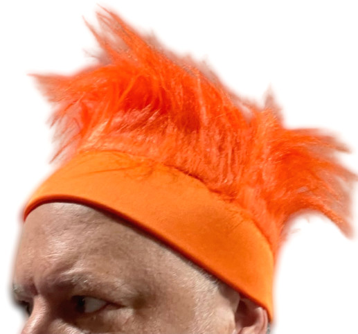 BRIGHT ORANGE FUR HEADBAND Funny Clown Wig Spiked Hair Hat Team Costume Beaker