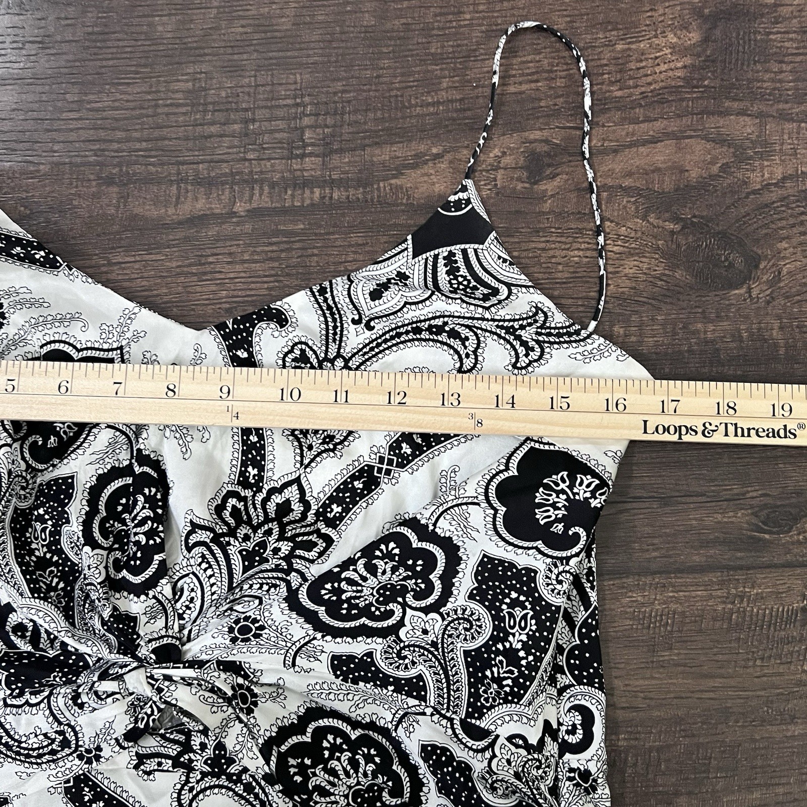Caroline Constas Size Small Blouse Silk Cropped Tank Black white All Over Print
