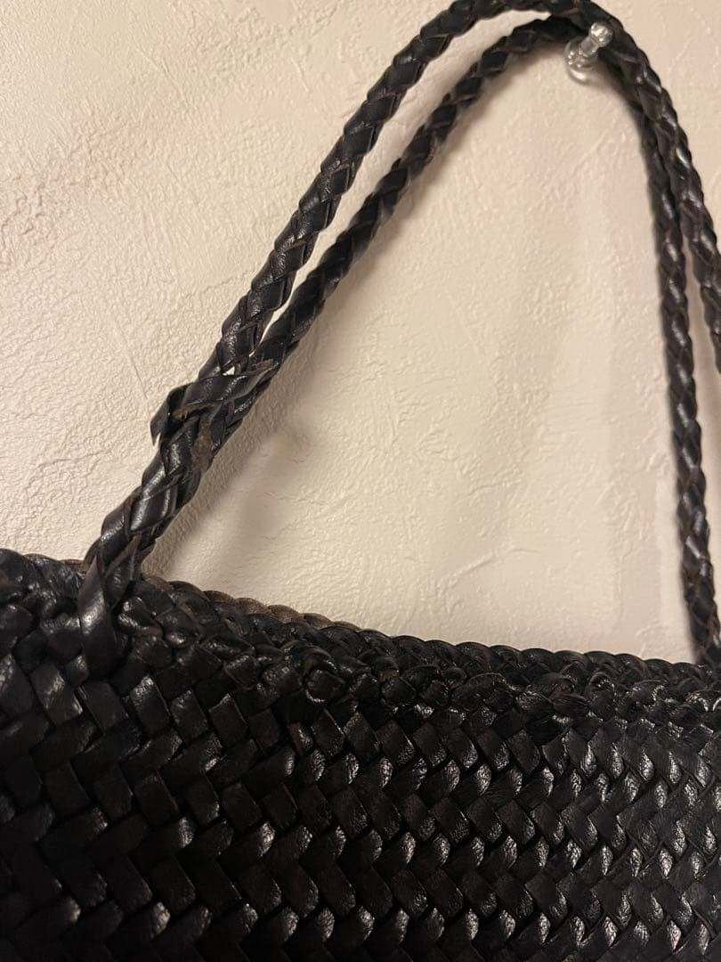 Dragon Diffusion Leather Mesh Tote Black Shoulder Bag