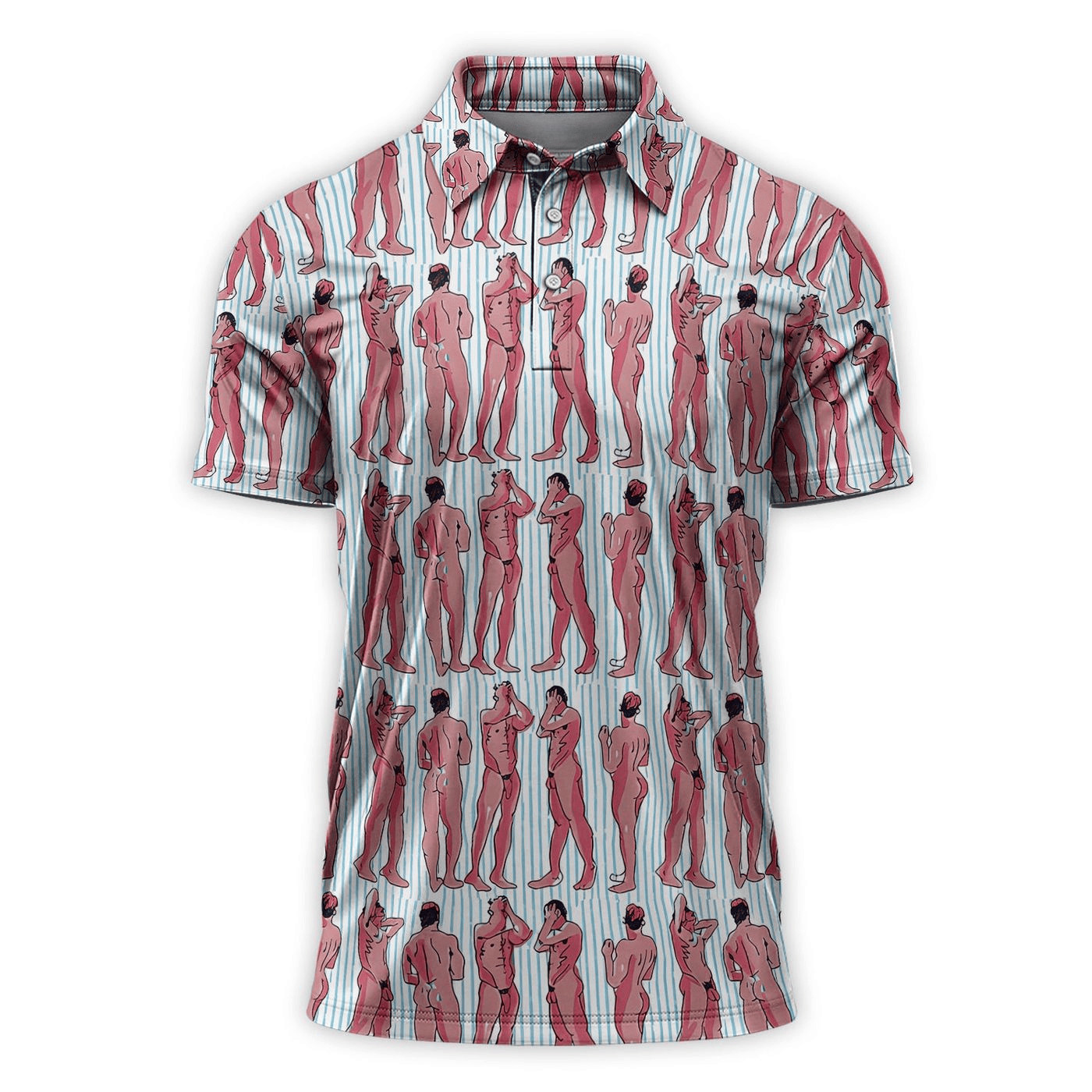 Abstract Figure Golf Polo, Modern Art Golf Shirt Men, Golfer Gift