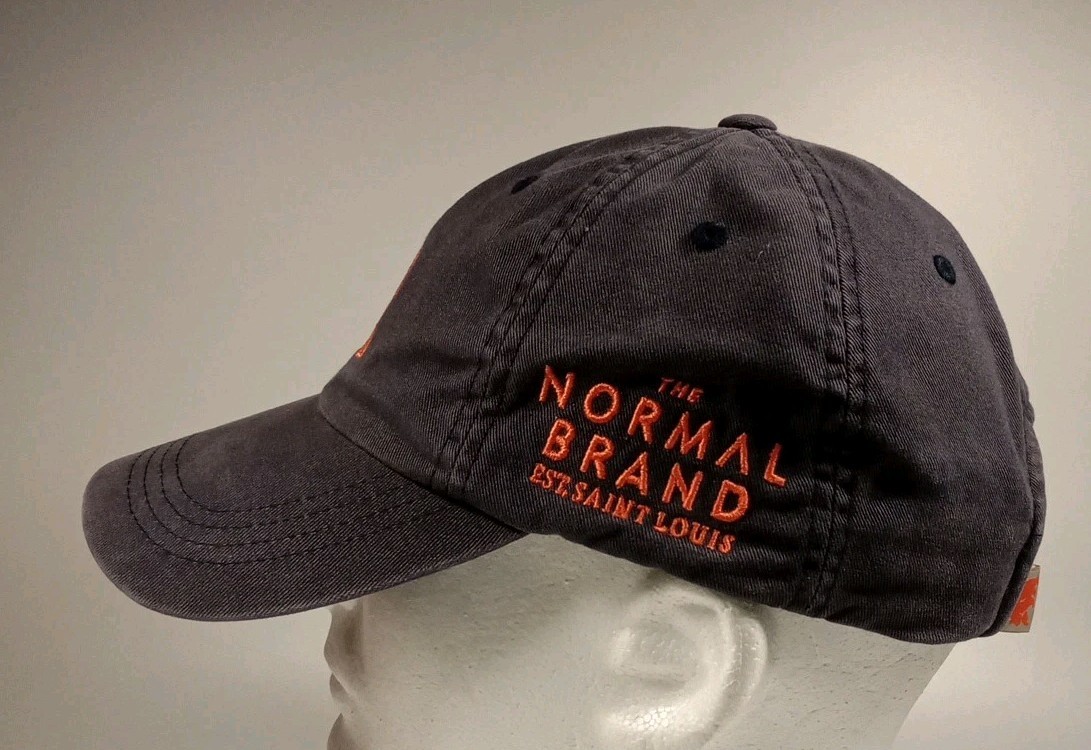 THE NORMAL BRAND Hat Gray Baseball Cap Bear Logo Adjustable Strap 100% Cotton
