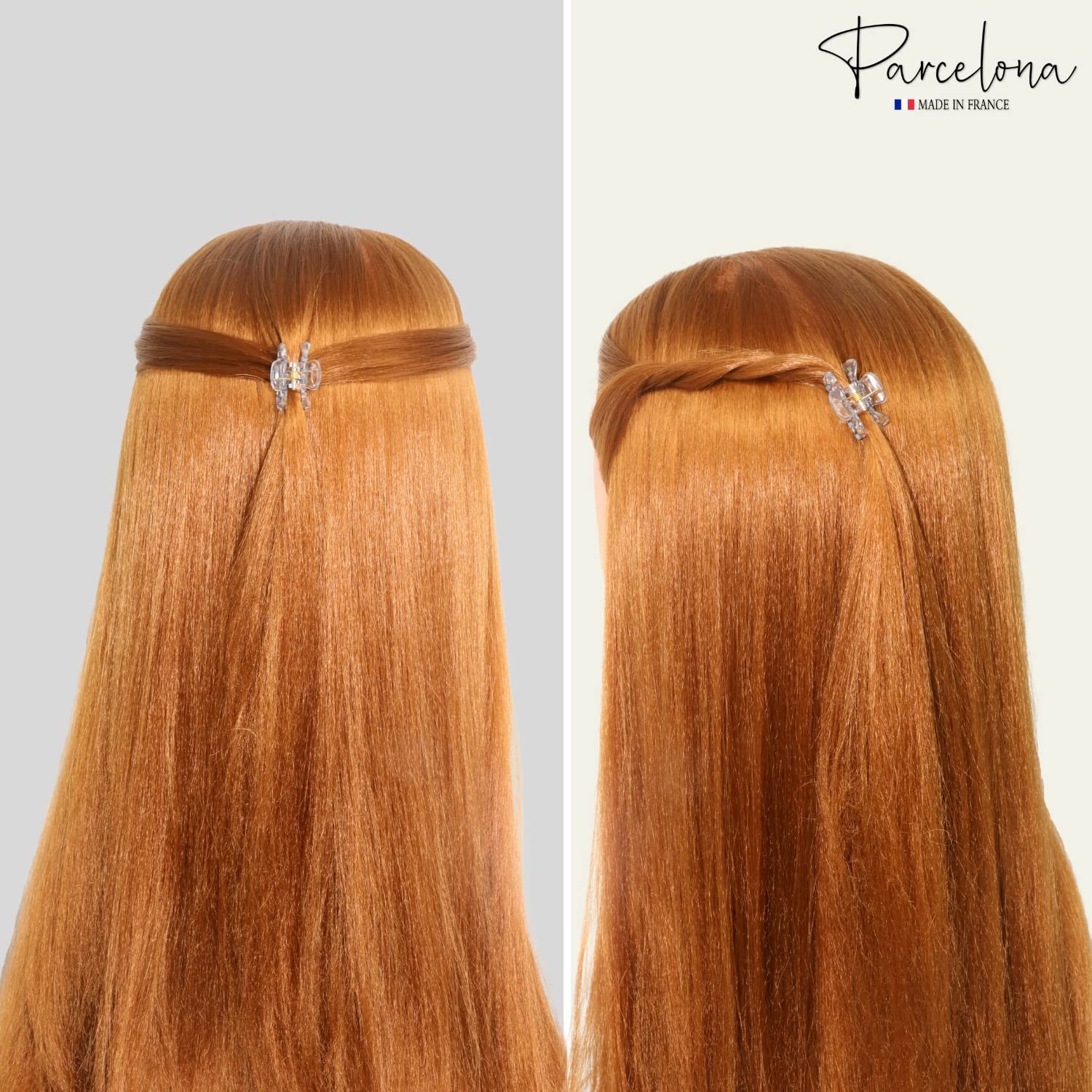 Parcelona French Classic 1.5″ Small Celluloid Set of 3 Hair Claws for Women