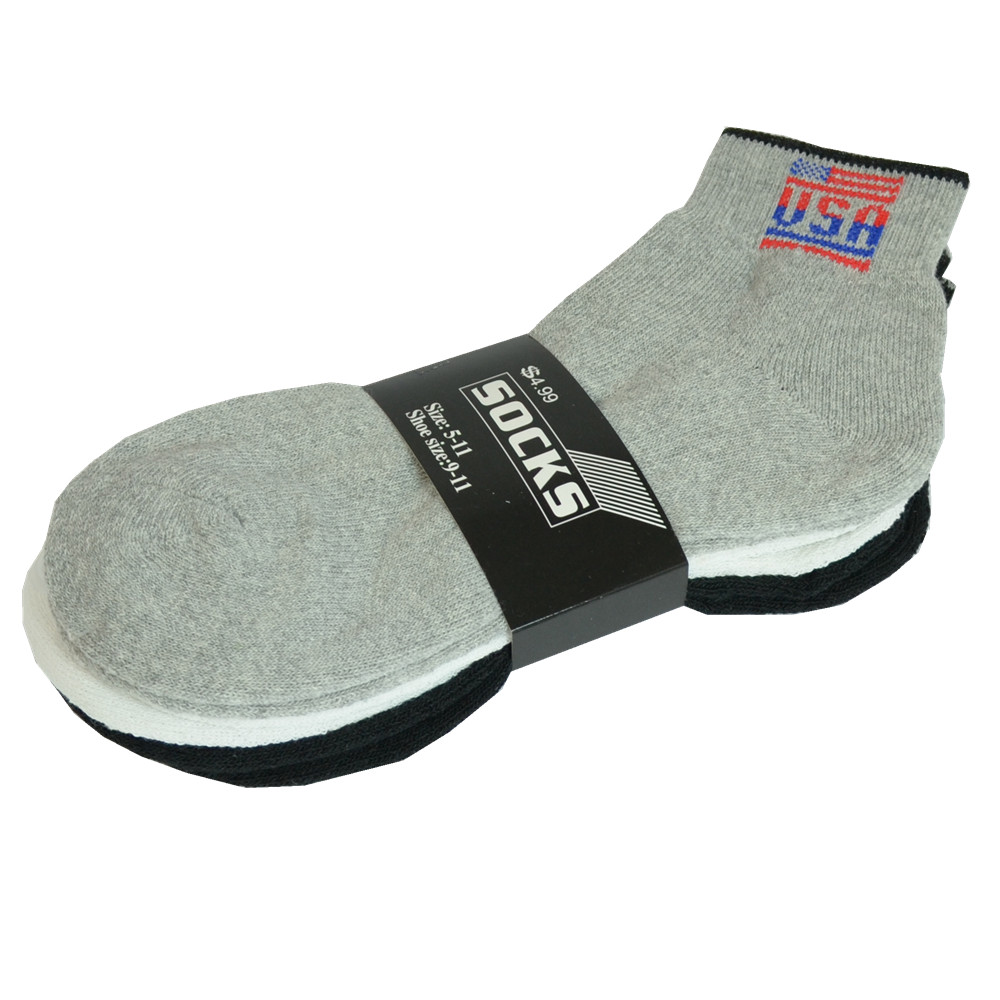 3 Pairs Mens Ankle Quarter Crew Athletic Work USA Sports Socks Cotton Size 9-13