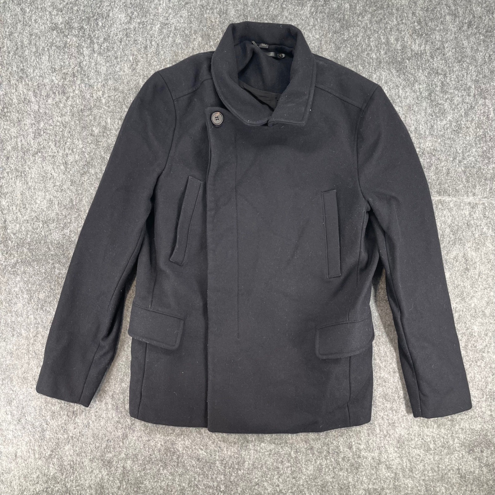 AllSaints Jacket Mens 38 Peacoat Black Wool Blend Italian