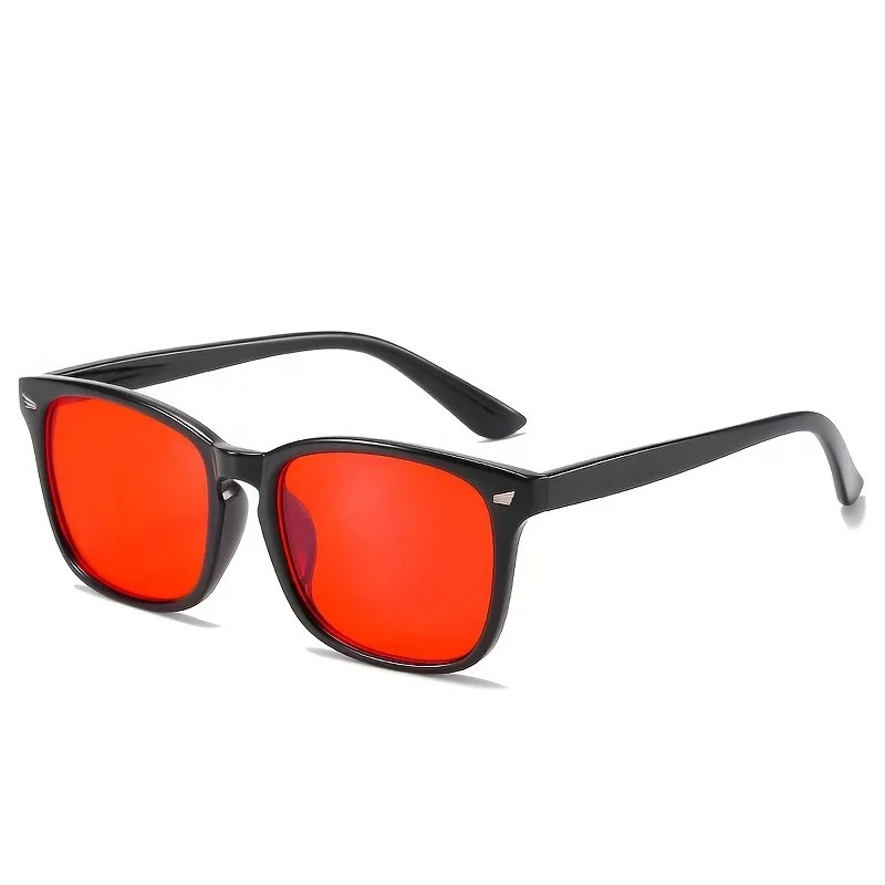 Black Rectangle Frame Sunglasses Color Lens Spring Hinge UV400 Fashion Eyewear