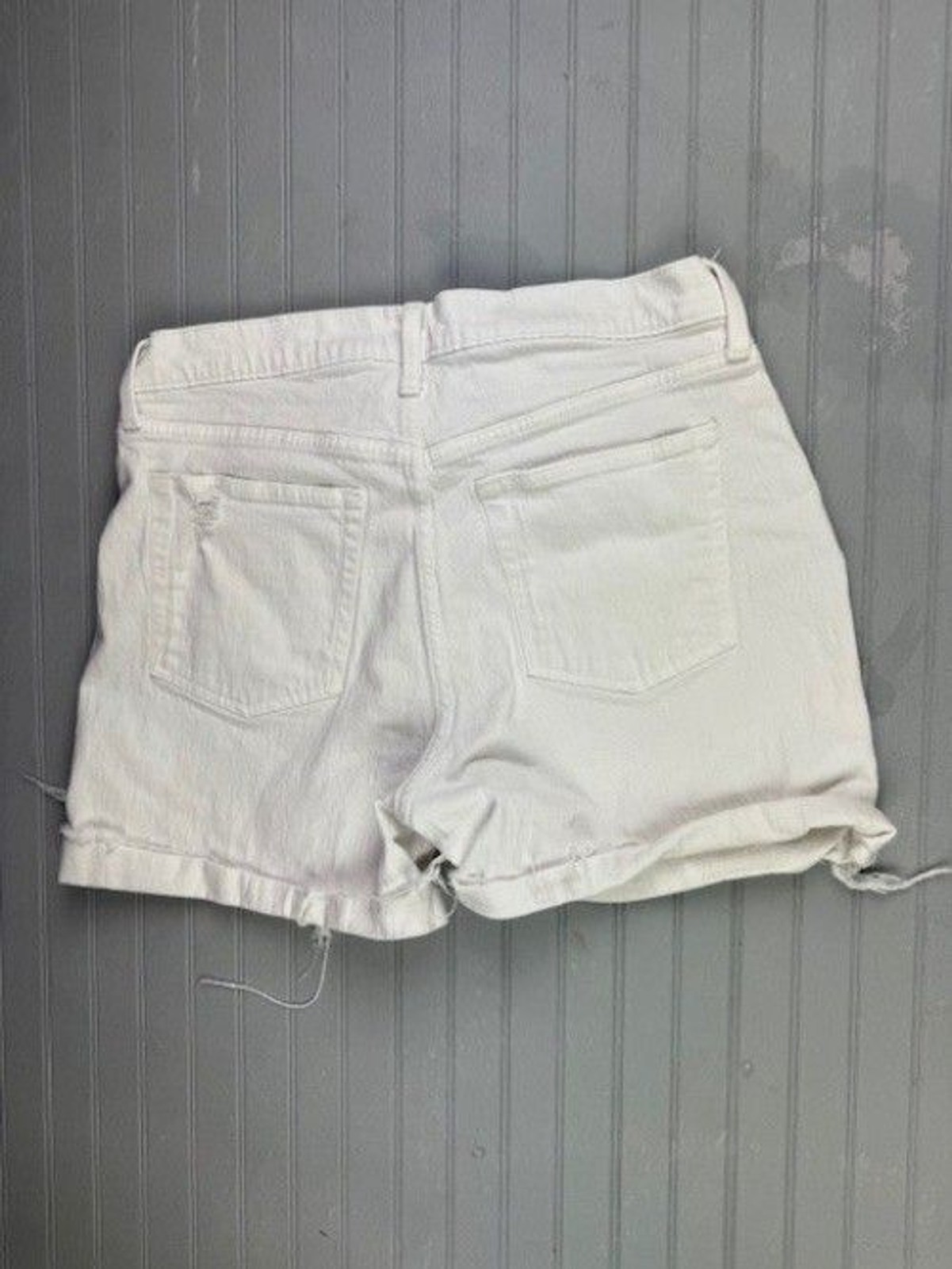 Gap Size 32 14 Womens Shorts White Cheeky Midi High Rise Cut Off Cuff Stretch