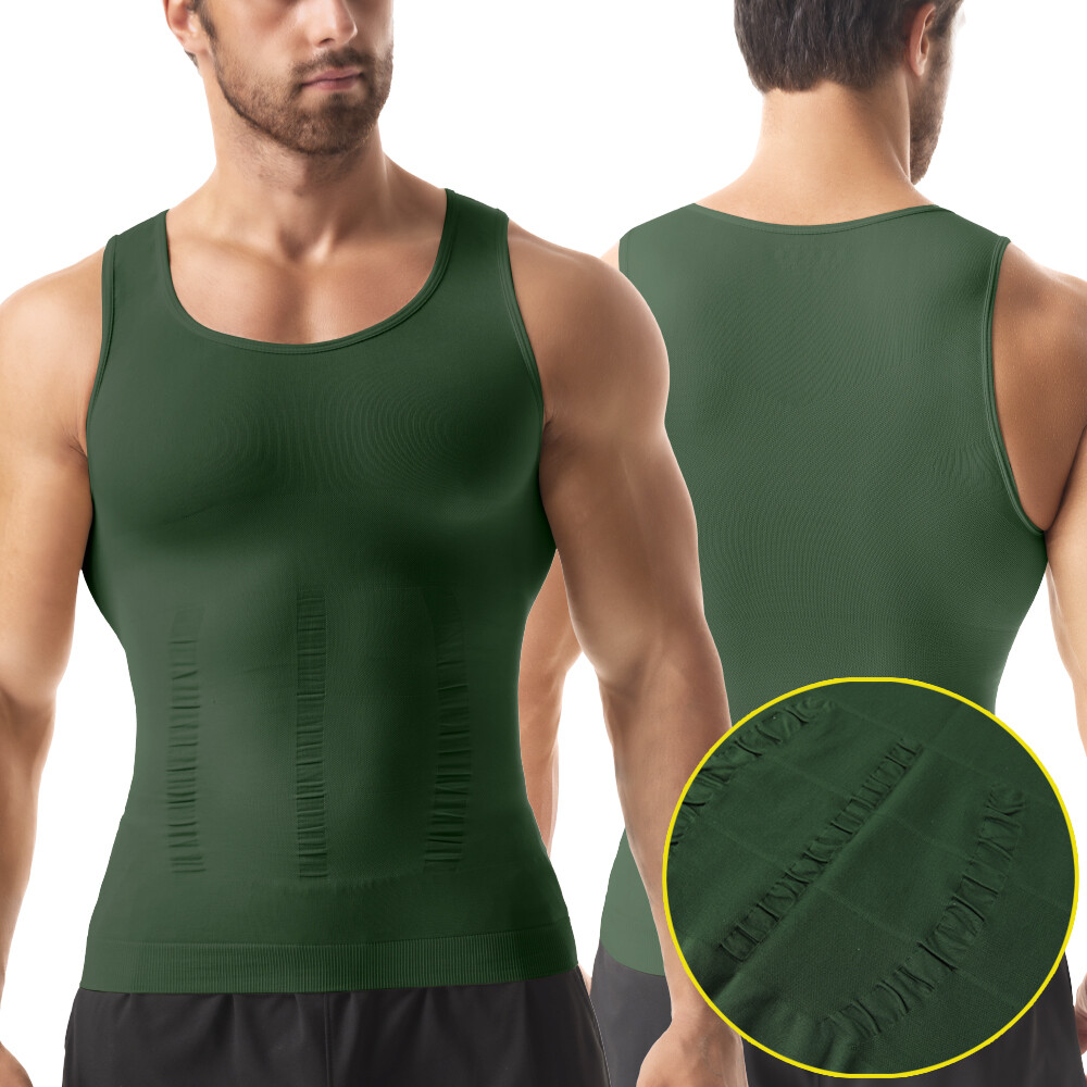 Slimming Mens Compression Tank Top Tummy Control Belly Boobs Shaper Vest Shirts
