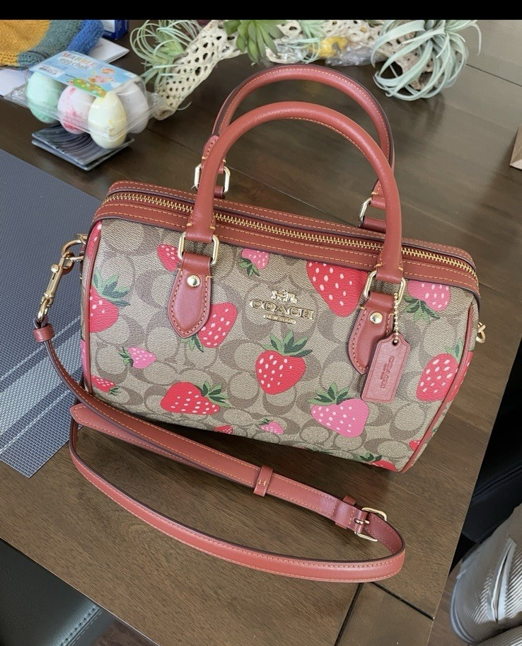 HTF COACH Strawberry Print on Signature Canvas Rowan Bag