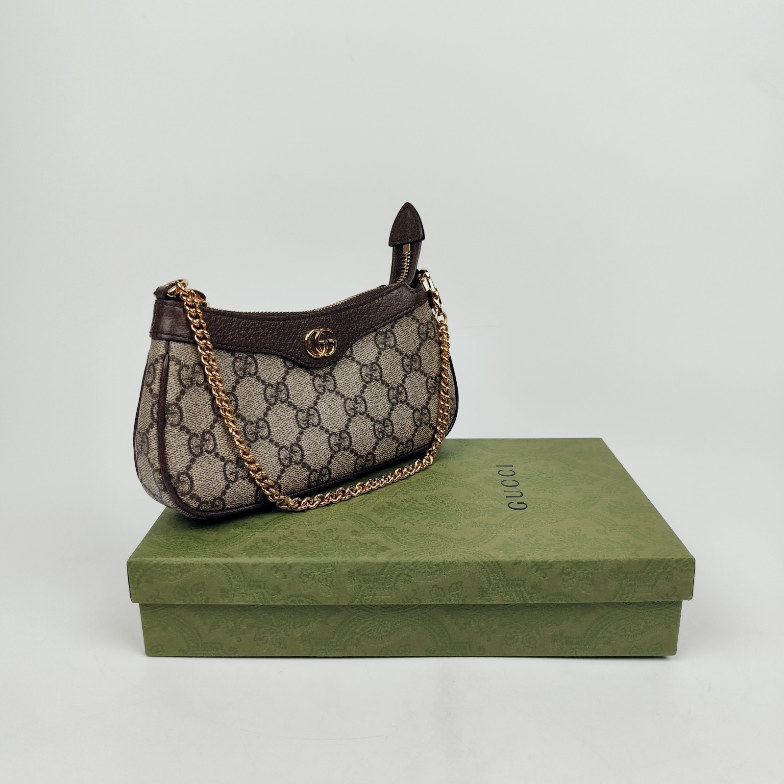 Gucci Ophidia Mini Women’s Leather Shoulder Bag Beige & Ebony GG Supreme Canvas