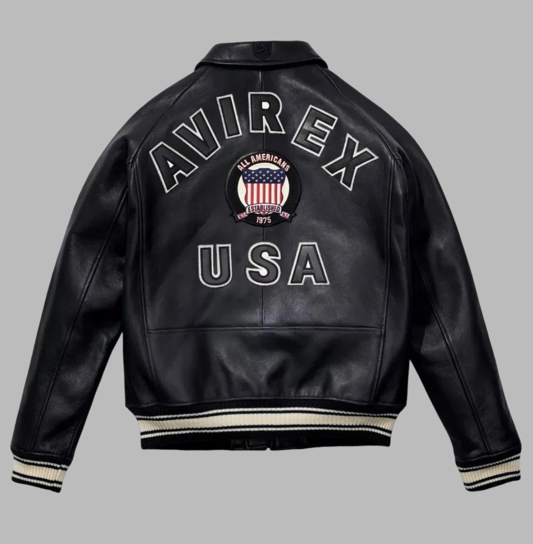 New Men Avirex Genuin Leather Bomber Jacket Iconic USA Design Personalized Gift