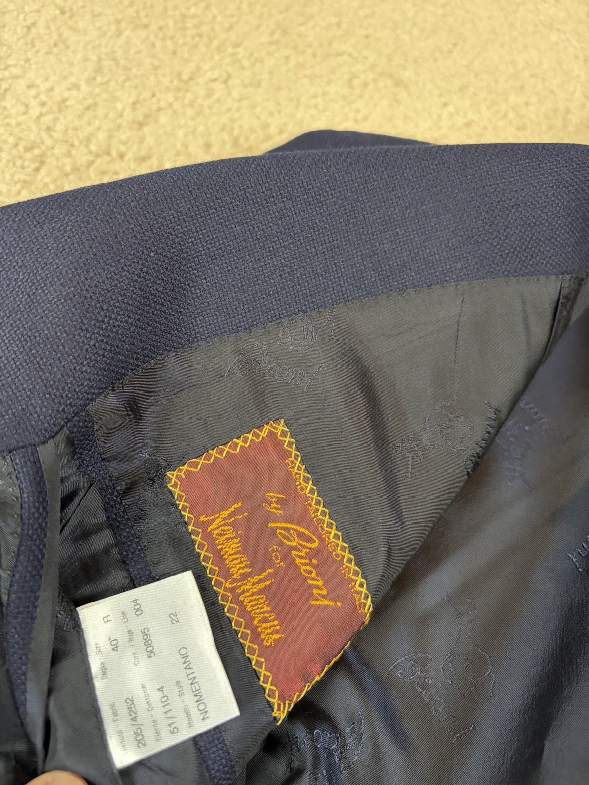 BRIONI 100% WOOL NOMENTANO NAVY BLUE DOUBLE VENT HOPSACK BLAZER SIZE 40R