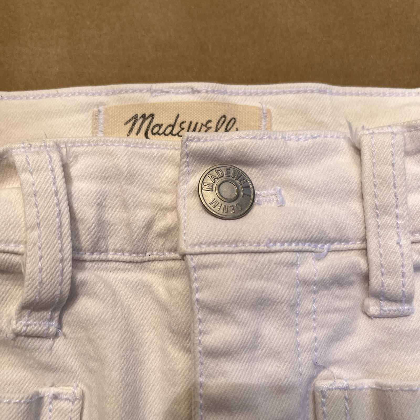 Madewell Slim Wide-Leg Crop Pants White Size 27 Button Closure Zipper Fly