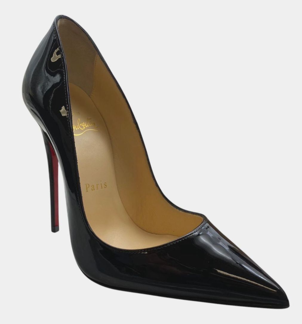 Christian Louboutin Women’s Black 120MM Kate Patent Pumps Heels Shoes Size 35