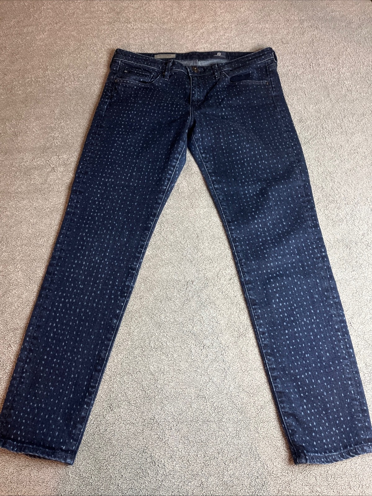AG Adriano Goldschmied The Stevie Ankle Slim Striaght Dot Print Jeans size 29R