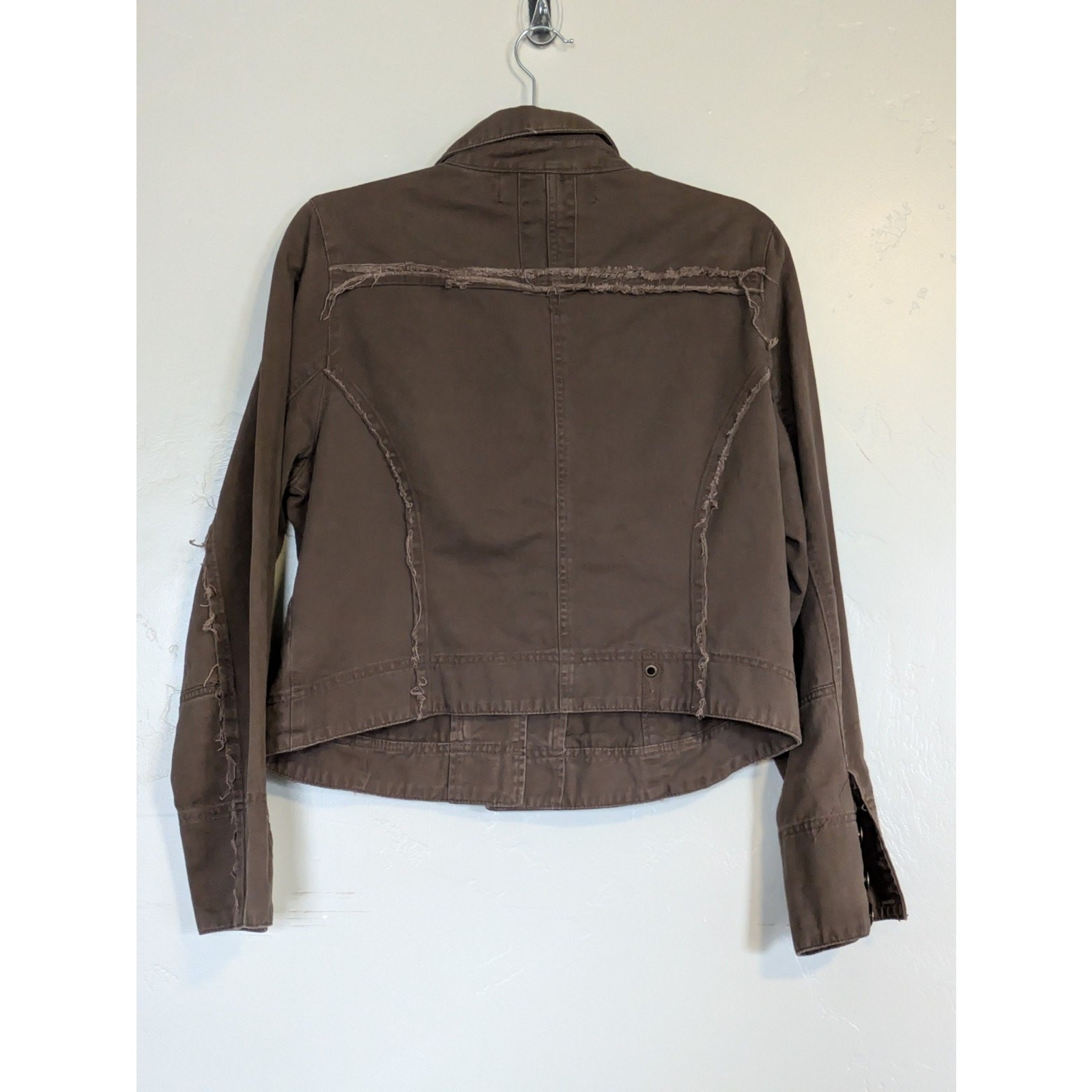 Ashley by 26 International Jacket Womens Size XL Distressed Fringe Frayed Button