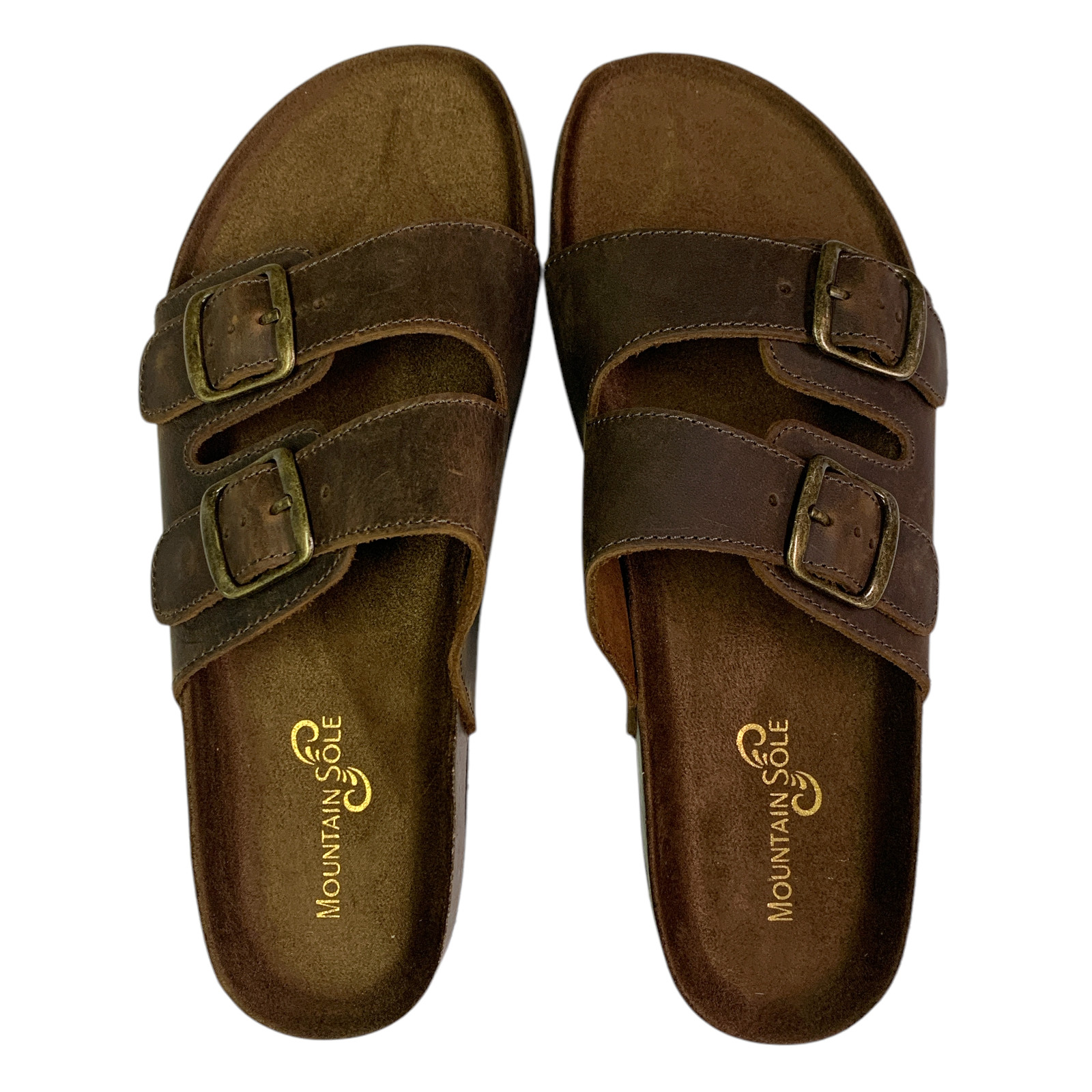 Mountain Sole Women’s Double Buckle Easy Slide On Sandal (Brown, 11)