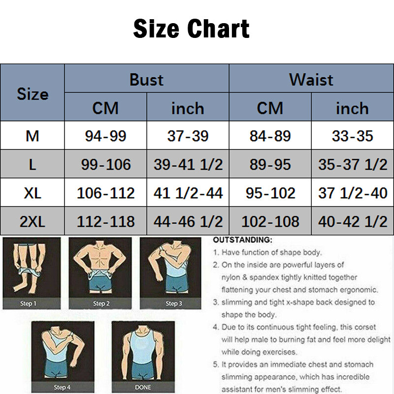 Men Compression Shirt Slimming Body Shaper Vest Waist Traner Cross Tummy Control