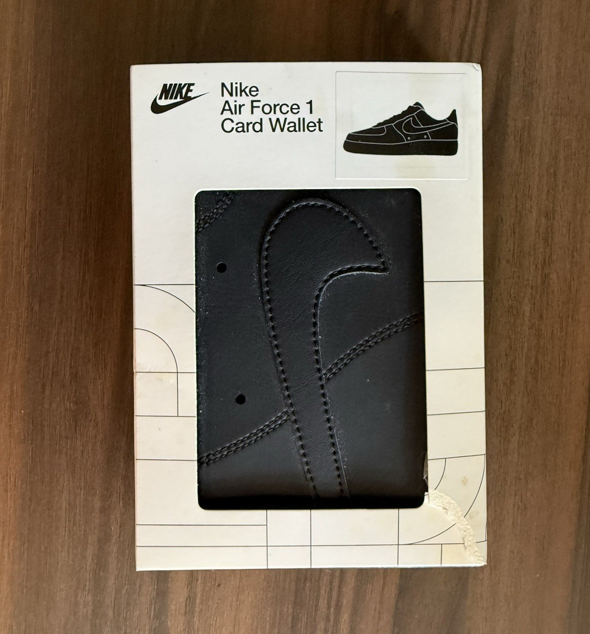 Nike Air Force 1 Black Bifold Card Wallet Folding Credit Card Holder Logo