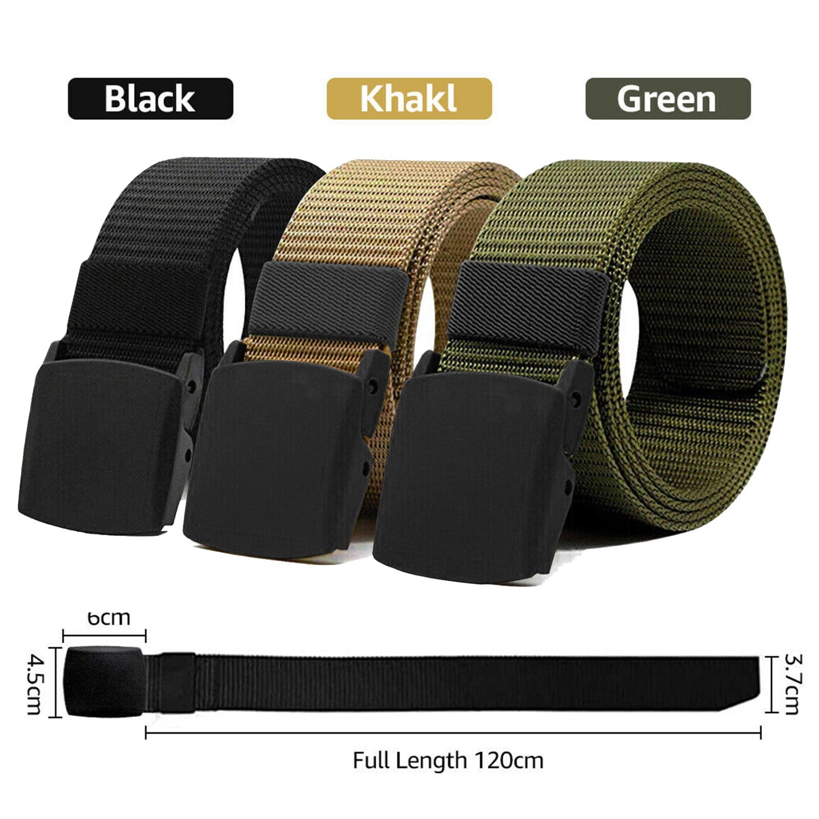 Men’s Plastic Cam Buckle Nylon Canvas Tactical Waistband Webbing Military Belt