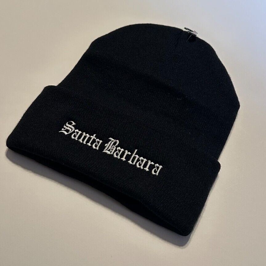 Beanie Embroidered Custom Your Text old English – Stitched your text – gift
