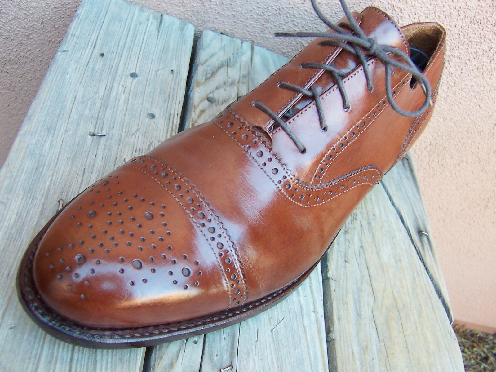 J. CREW Mens Dress Shoes Brown Leather Bench Made Cap Toe Oxfords Sz Size 12D
