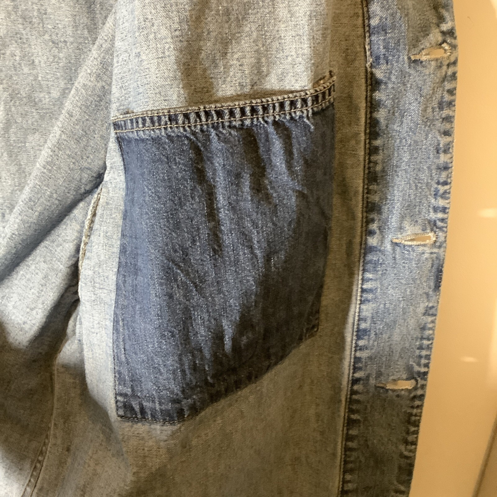 Vtg 80’s Guess USA Made Work Chore Coat 4 Blue Jeans Pocket Hip Hop Denim Xl