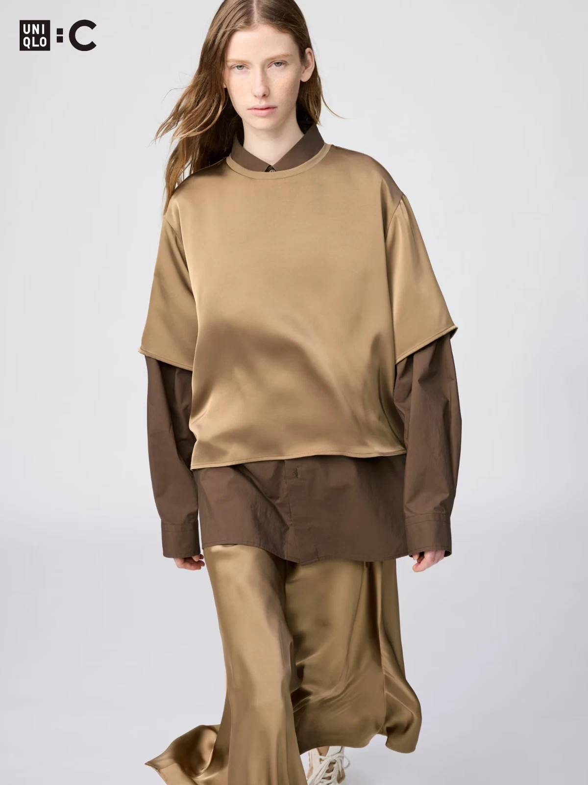 UNIQLO : C Satin Oversized Short Blouse Short Sleeve Women’s Japan New 2026