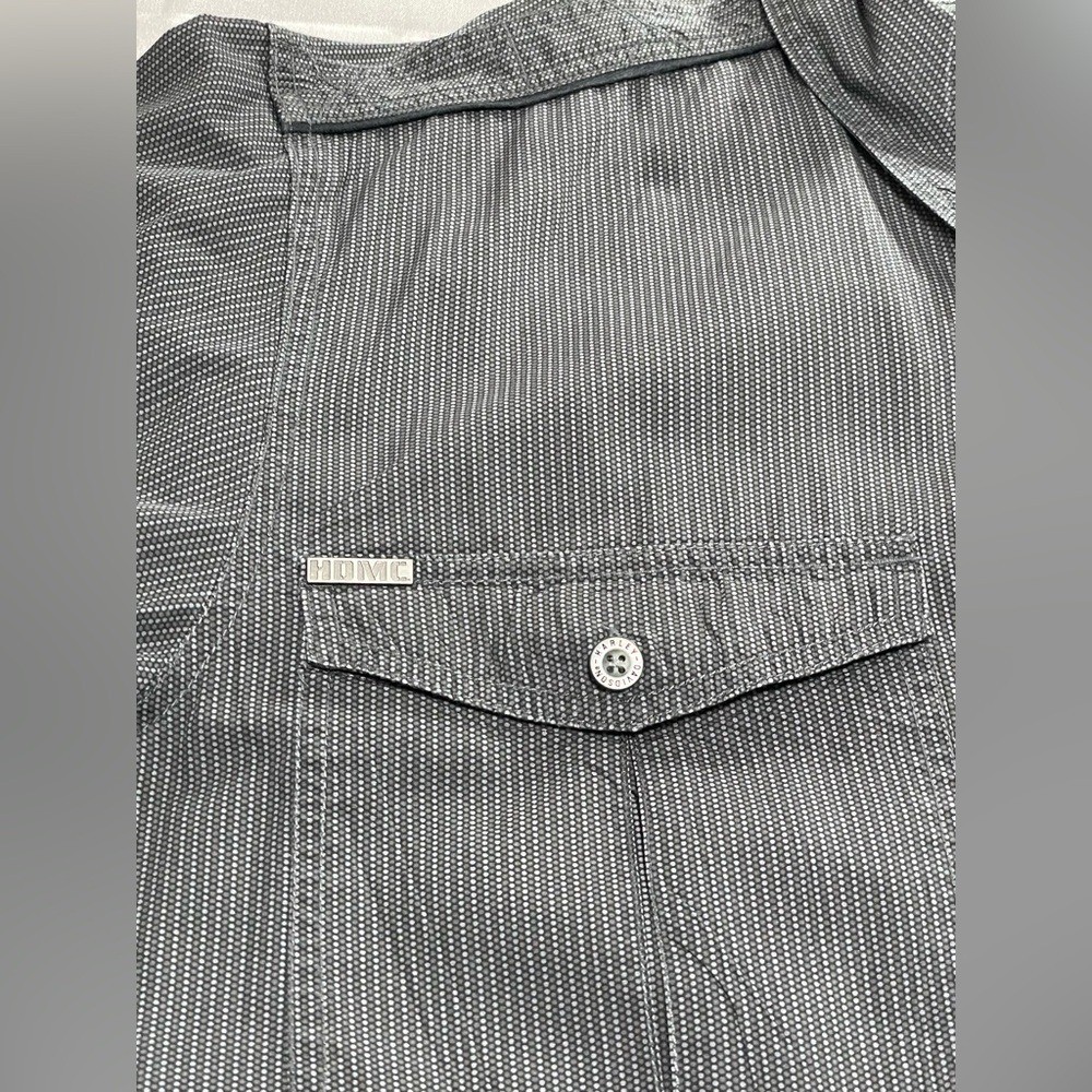 Harley-Davidson Mens Grey Black Patterned Button Up Shirt Logo Patch XL
