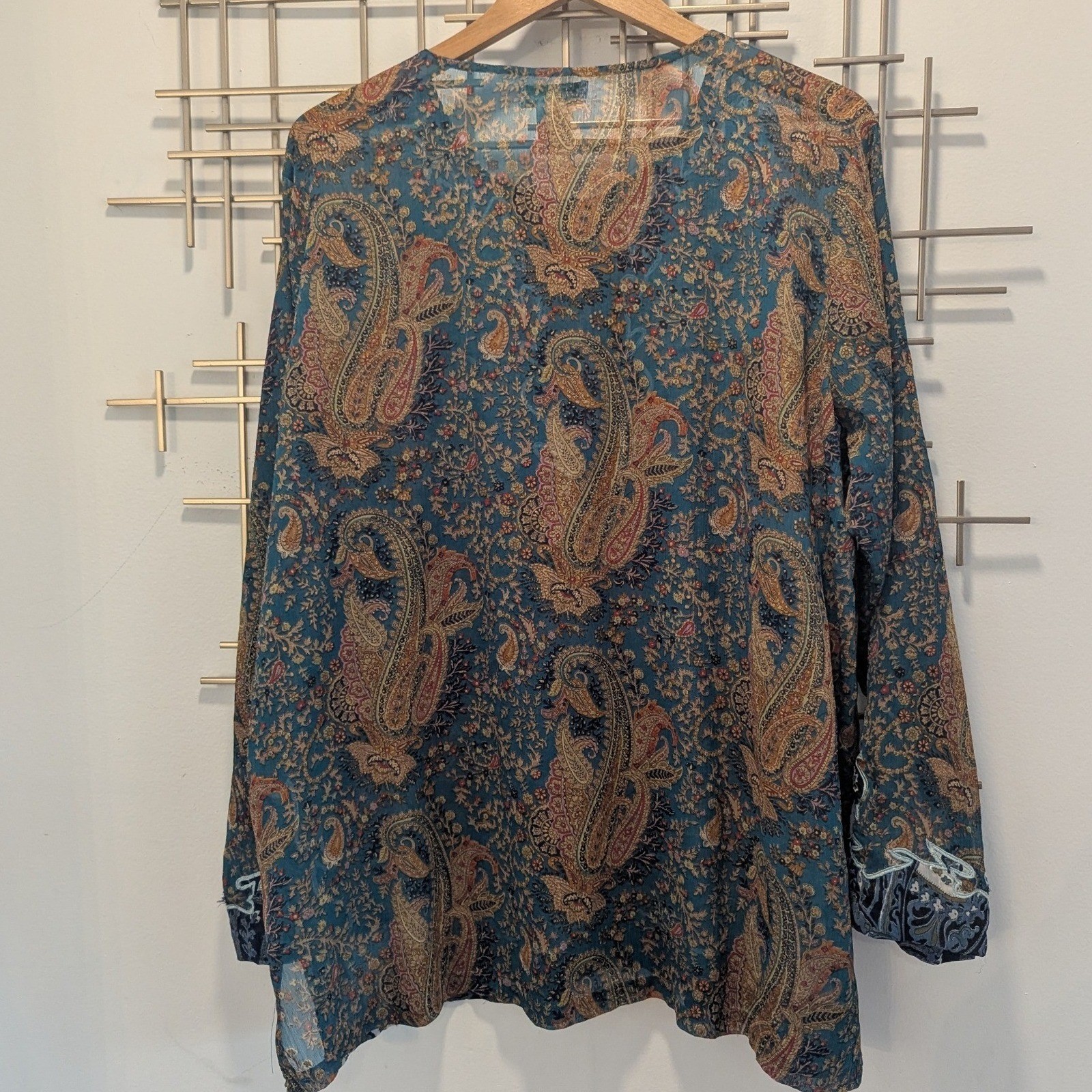 Ulla Popken Paisley Print Tunic Semi Sheer Blouse Top Women’s Size 16/18 Boho