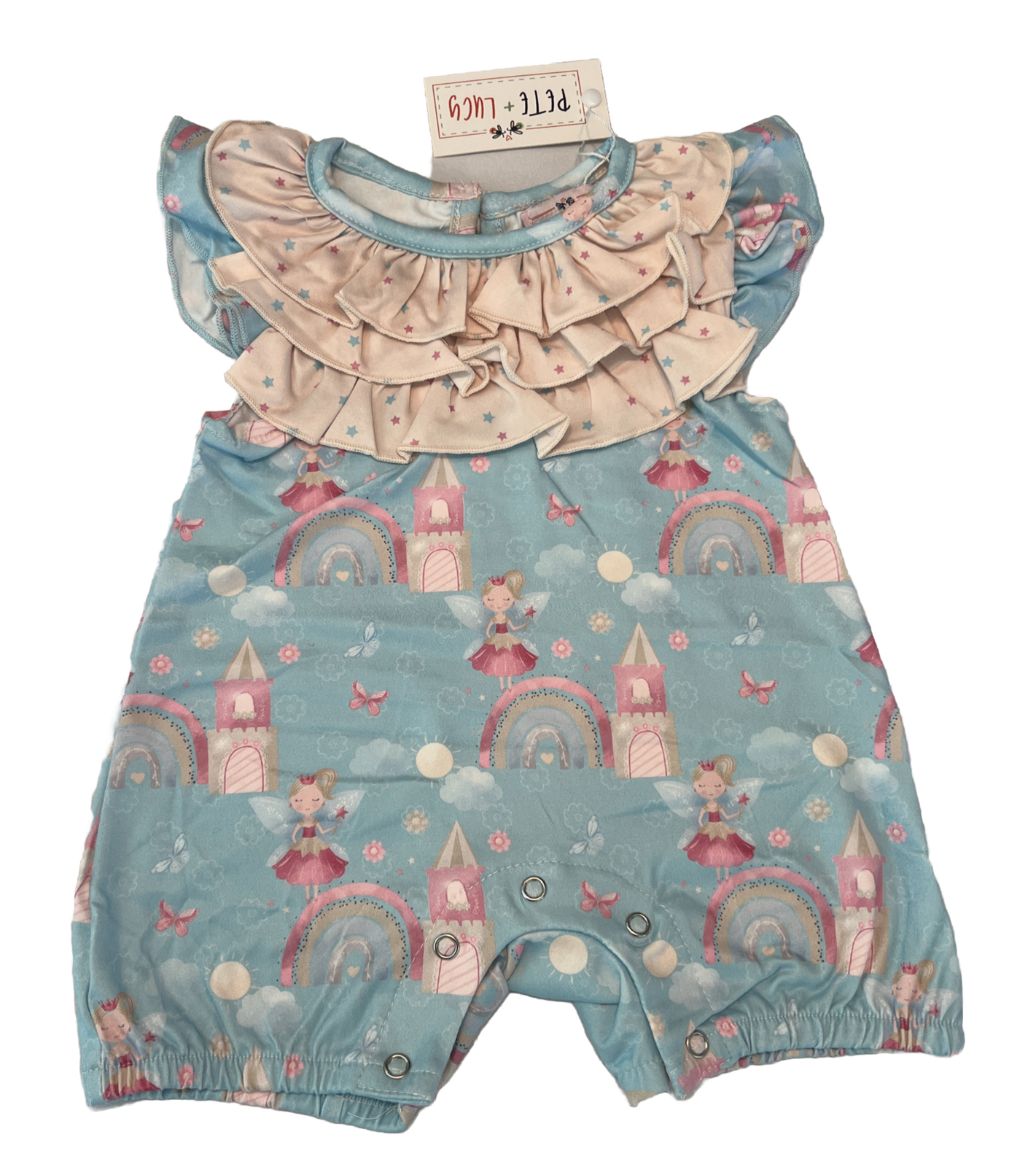 Girls Infant Baby Romper By Pete And Lucy Size 0-3 Months NWT Fairies Rainbow
