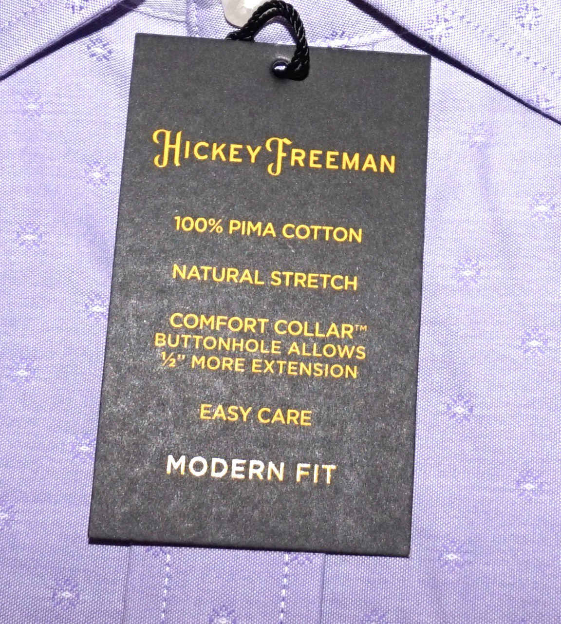 Hickey Freeman Dress Shirt 16 – 32/33 Modern Fit Purple Dobby Print Stretch Pima