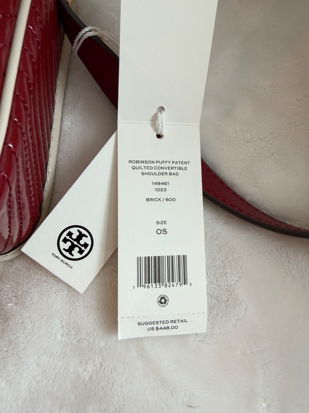 NWT Tory Burch Robinson Quilted Patent Leather Shoulder Crossbody Red Bag RARE