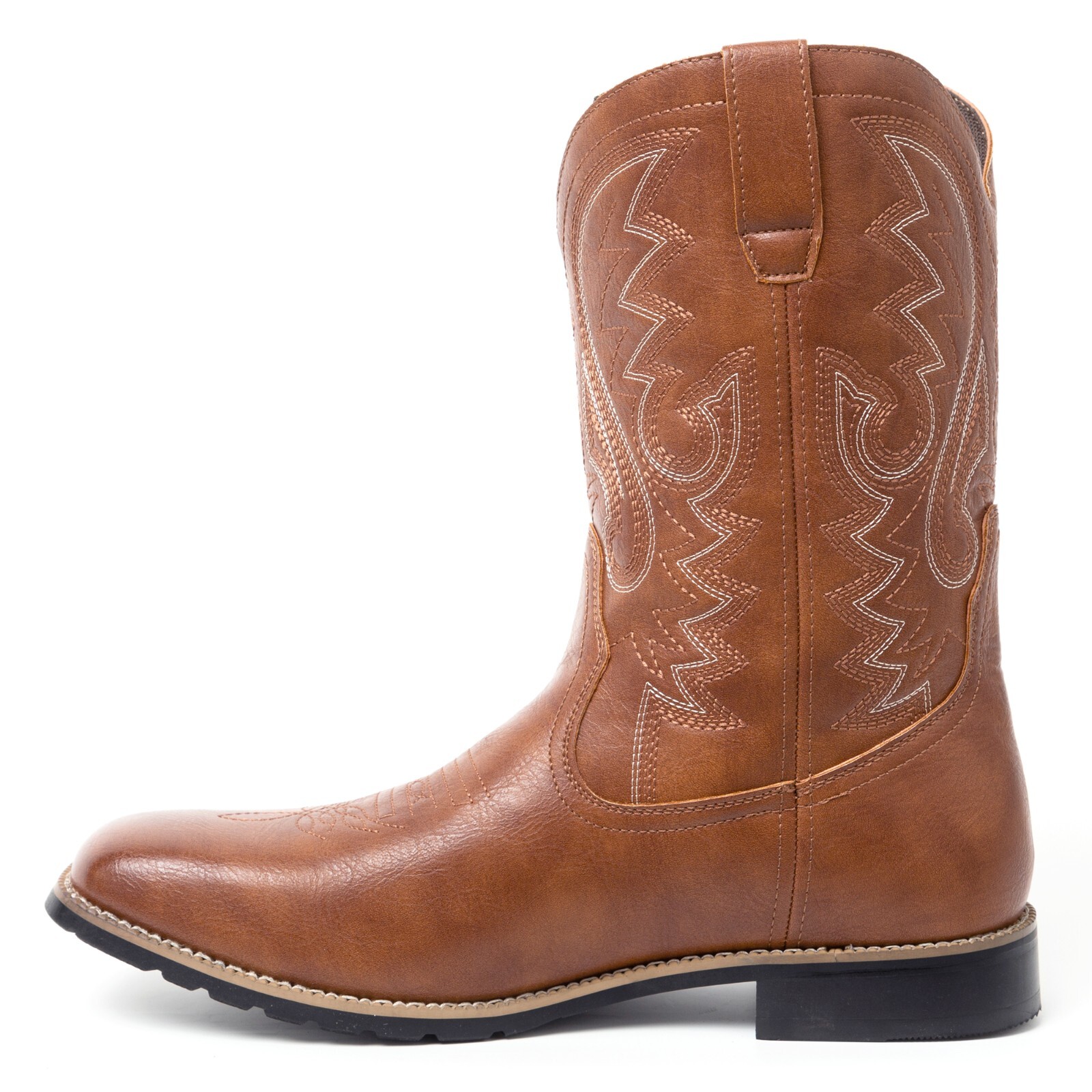 Brown Men’s Cowboy Western Embroidered Square Toe Boots